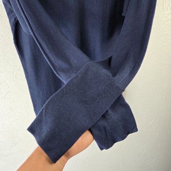 Lilly Pulitzer V Neck Sweater M Blue Silk Blend Pullover Preppy Minimalist Top - Picture 5 of 13